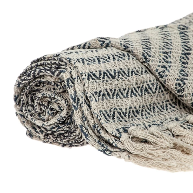 Natural Diamond Wool Handloomed Tassel Throw