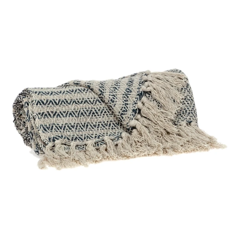 Natural Diamond Wool Handloomed Tassel Throw