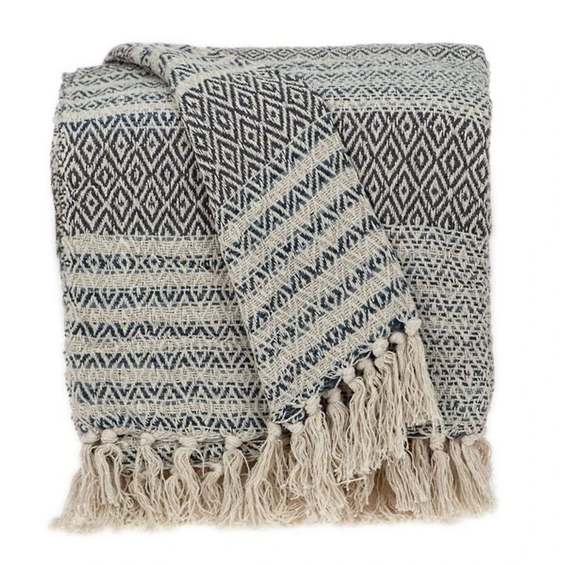 Natural Diamond Wool Handloomed Tassel Throw