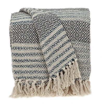 Natural Diamond Wool Handloomed Tassel Throw