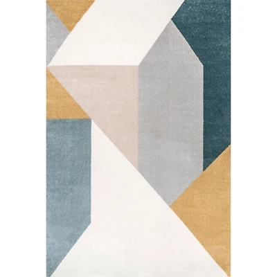 Multicolor Abstract Shapes Area Rug, 8x10