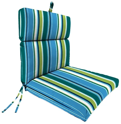 Blue Green Capri Stripes Outdoor Chair Cushion