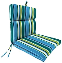 Blue Green Capri Stripes Outdoor Chair Cushion