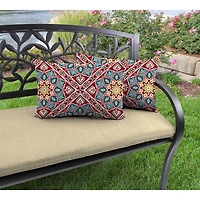Solano Flowers Outdoor Lumbar Pillows, Set of 2