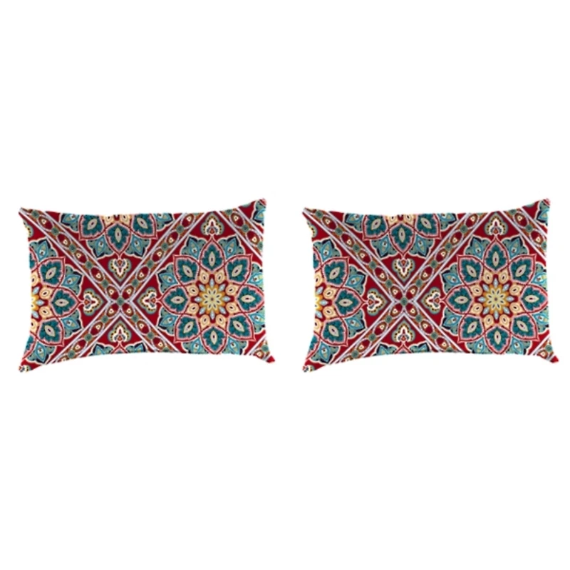 Solano Flowers Outdoor Lumbar Pillows, Set of 2