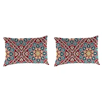 Solano Flowers Outdoor Lumbar Pillows, Set of 2