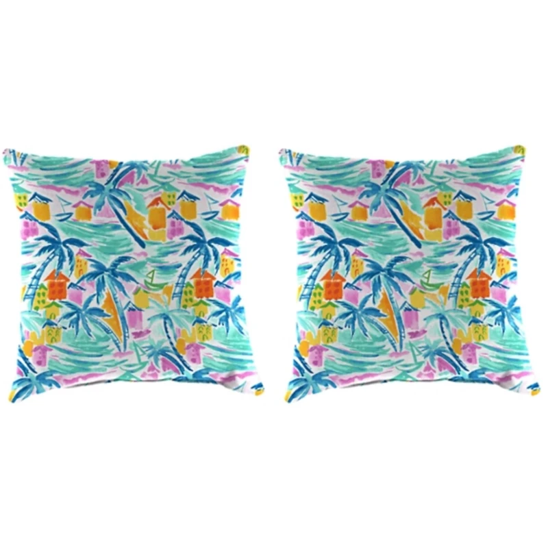 Island Waves Outdoor Pillows, Set of 2