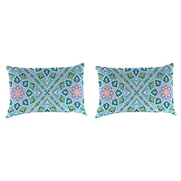 Kali Flowers Outdoor Lumbar Pillows, Set of 2