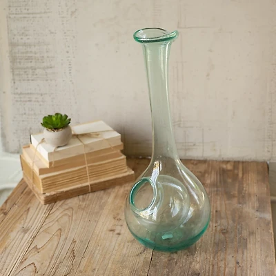 Green Glass Wine Decanter with Ice Pocket