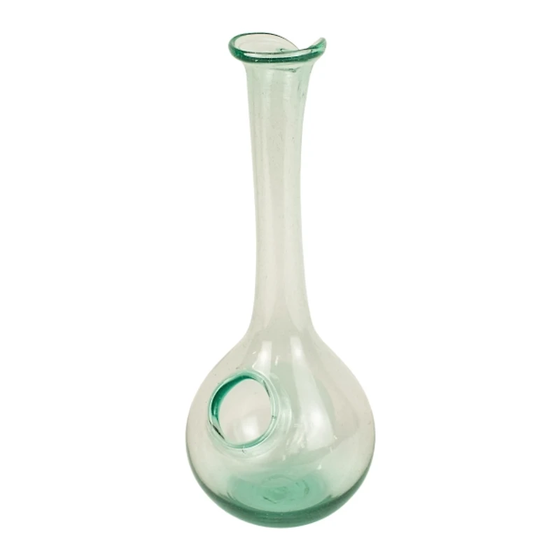 Green Glass Wine Decanter with Ice Pocket