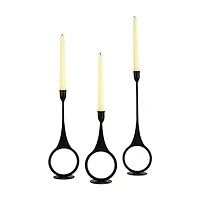 Black Cast Iron Ring 3-pc. Taper Candle Holders