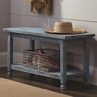 Distressed Blue Wood Antique Bench