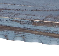 Distressed Blue Wood Antique Bench