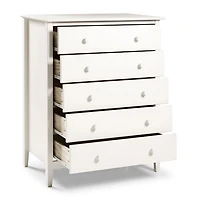 White Brazilian Pine Wood 5-Drawer Chest