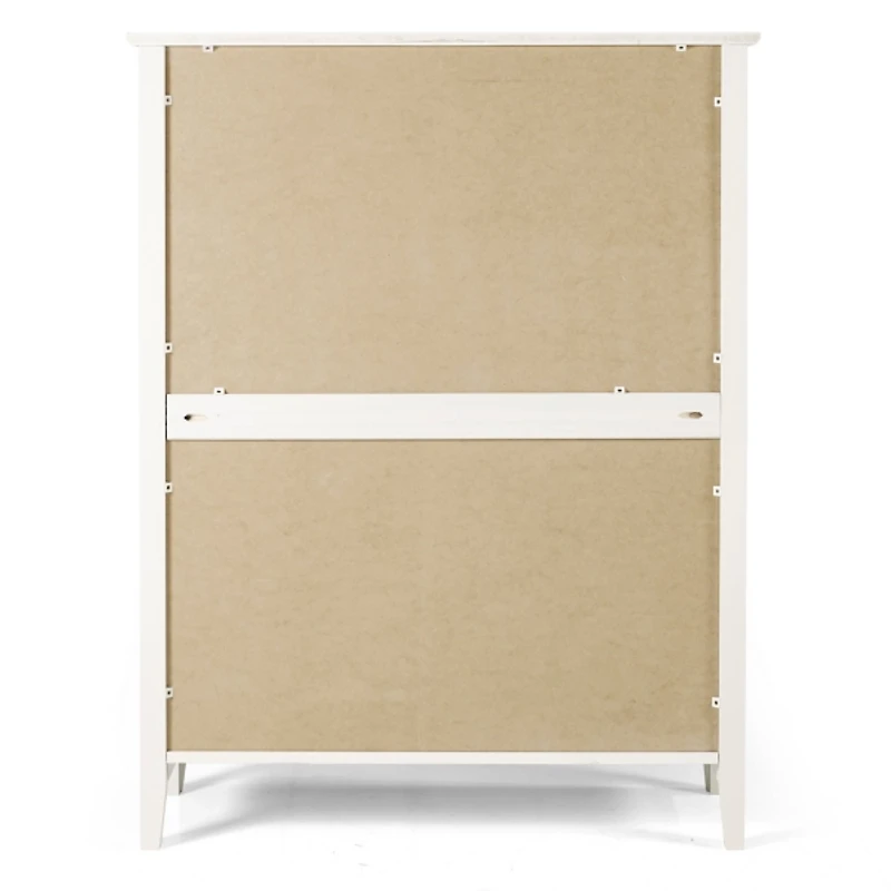 White Brazilian Pine Wood 5-Drawer Chest