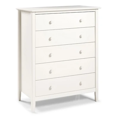White Brazilian Pine Wood 5-Drawer Chest