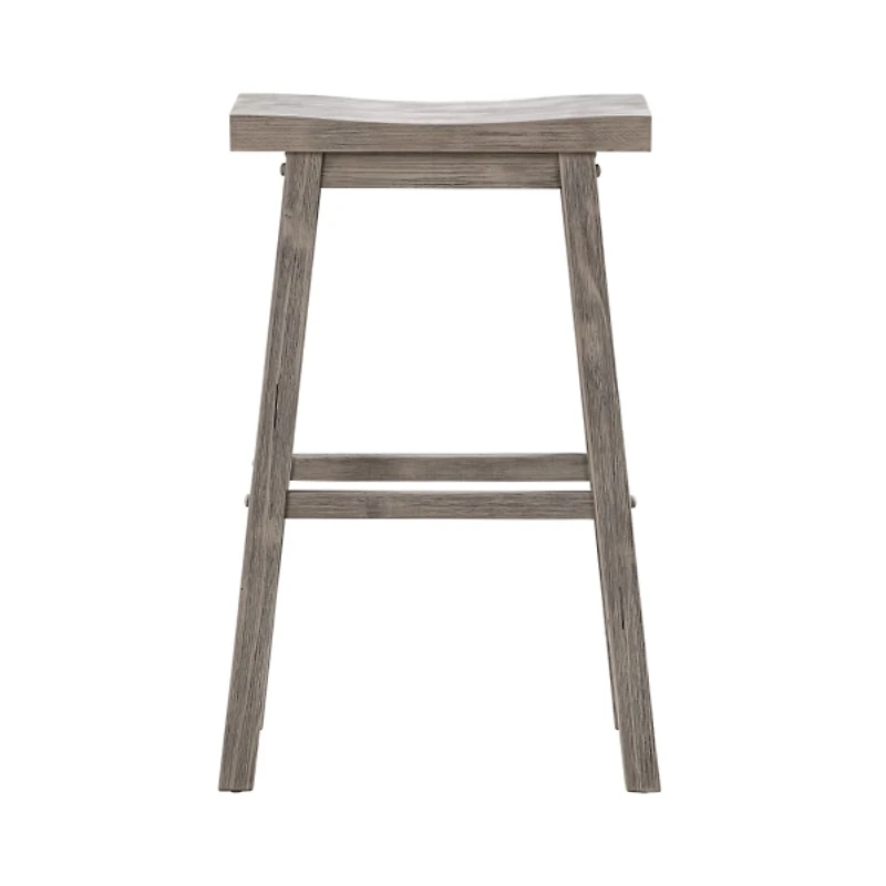Wire Brushed Gray Saddle Wood Bar Stool
