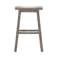 Wire Brushed Gray Saddle Wood Bar Stool