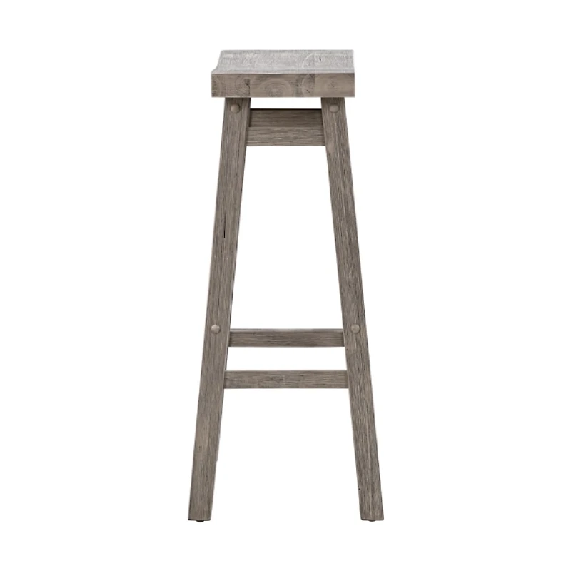 Wire Brushed Gray Saddle Wood Bar Stool