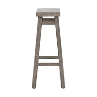 Wire Brushed Gray Saddle Wood Bar Stool