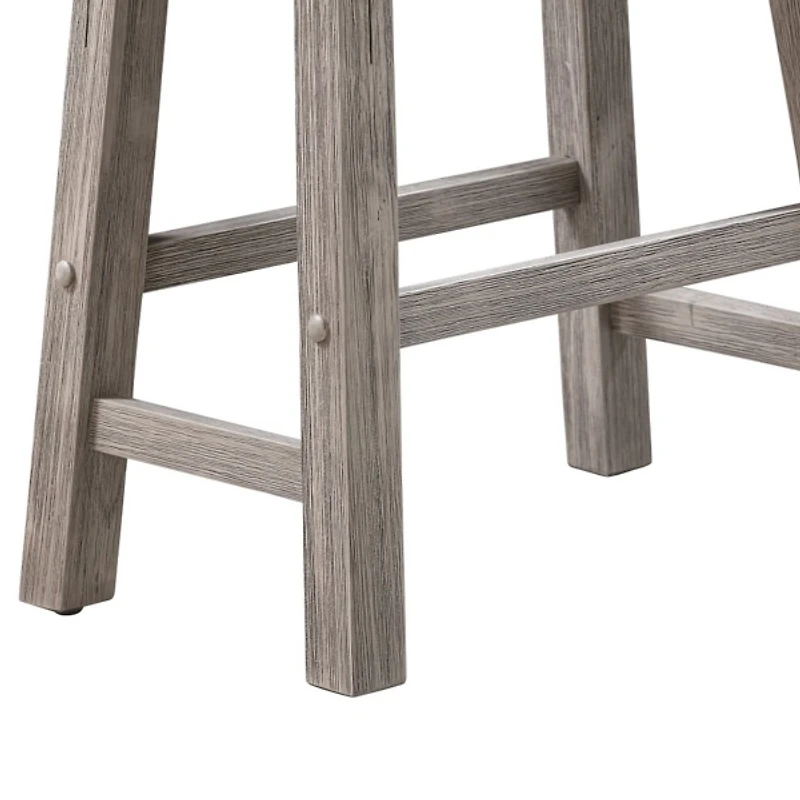 Wire Brushed Gray Saddle Wood Bar Stool