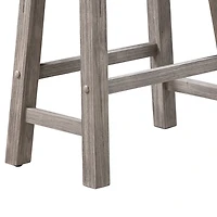 Wire Brushed Gray Saddle Wood Bar Stool