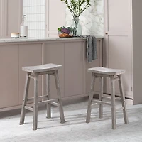 Wire Brushed Gray Saddle Wood Bar Stool