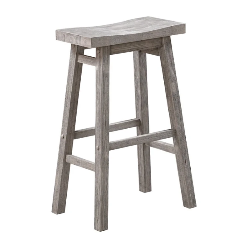 Wire Brushed Gray Saddle Wood Bar Stool