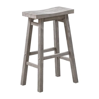 Wire Brushed Gray Saddle Wood Bar Stool
