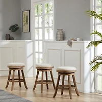 Linen Driftwood Finish Swivel Counter Stool