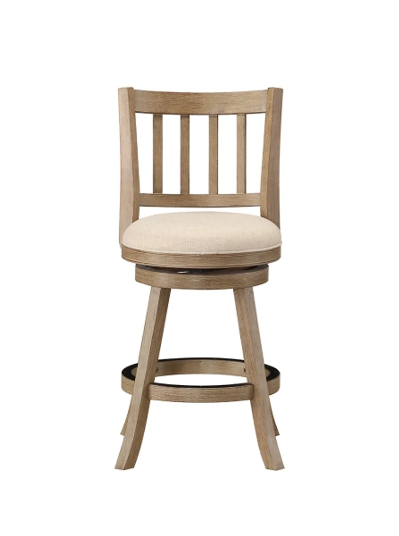 Ivory Linen Slat Back Swivel Counter Stool