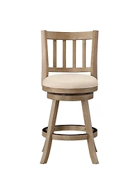 Ivory Linen Slat Back Swivel Counter Stool