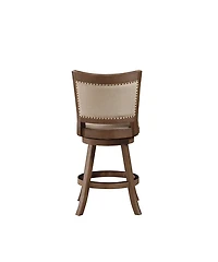 Linen and Driftwood Nailhead Swivel Counter Stool
