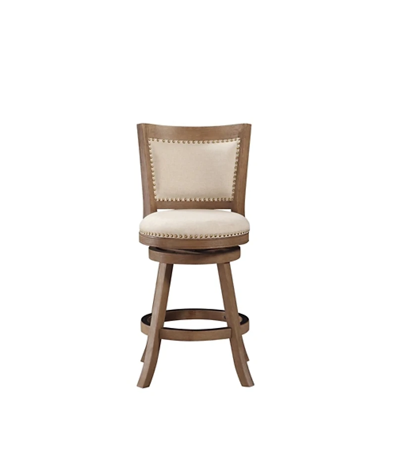 Linen and Driftwood Nailhead Swivel Counter Stool