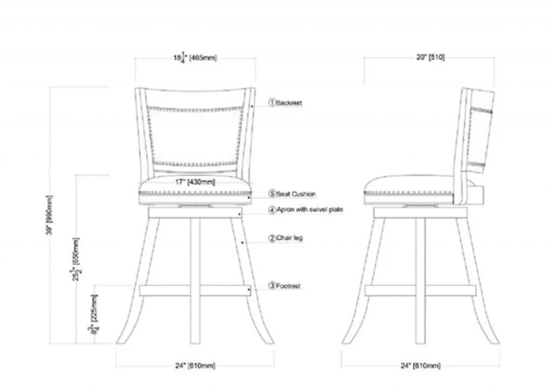 Linen and Driftwood Nailhead Swivel Counter Stool