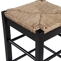 Black Wood and Woven Rush Counter Stool