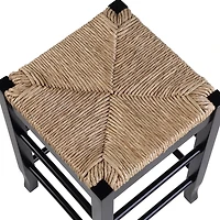 Black Wood and Woven Rush Counter Stool