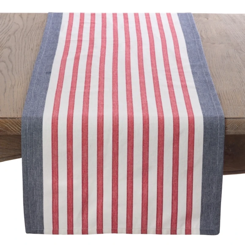 Patriotic Striped Chambray Table Runner