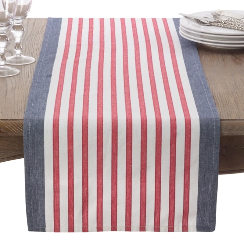 Patriotic Striped Chambray Table Runner