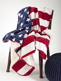 American Flag Patriotic Sherpa Throw Blanket