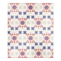 Patriotic Quilt Print Sherpa Fleece Throw