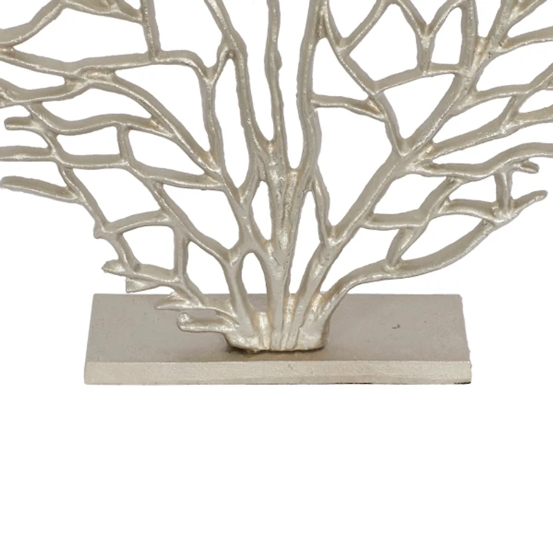 Silver Metallic Coastal Branch Statue