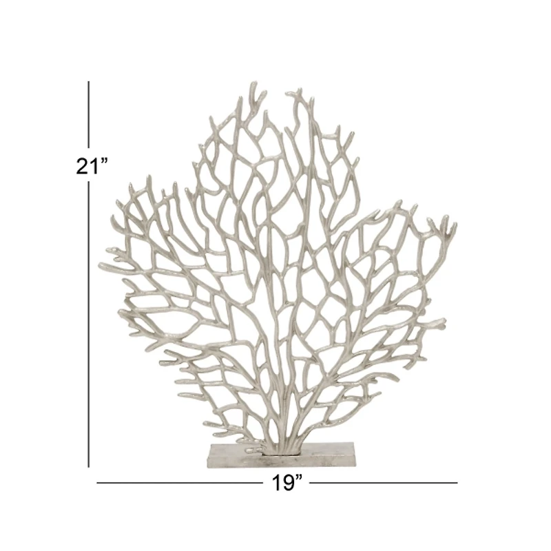 Silver Metallic Coastal Branch Statue