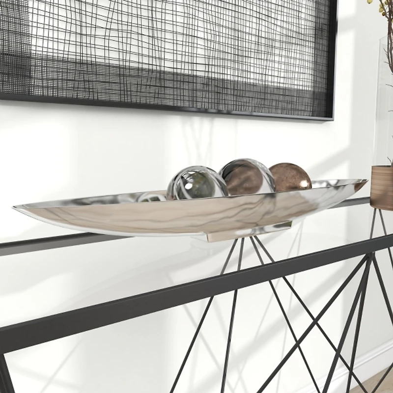 Silver Metallic Canoe Tray