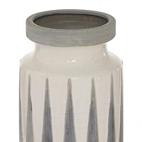 White and Gray Geometric Triangle Vase, 17 in.