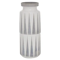 White and Gray Geometric Triangle Vase, 17 in.