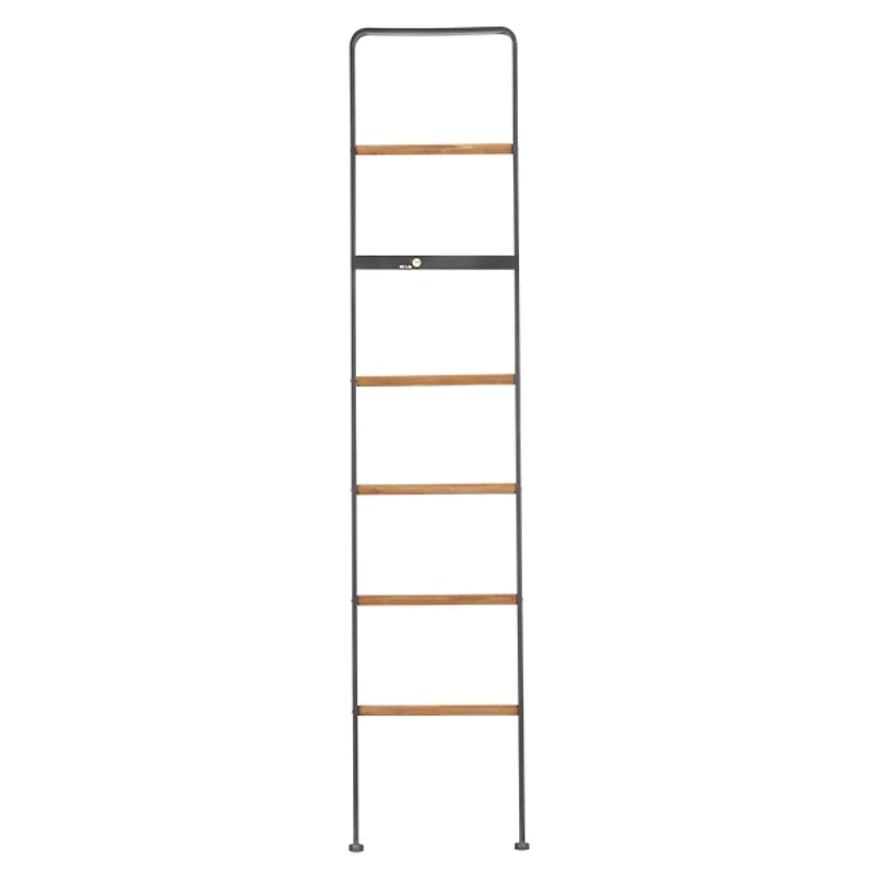 Metal and Fir Wood Leaning Ladder with Hooks
