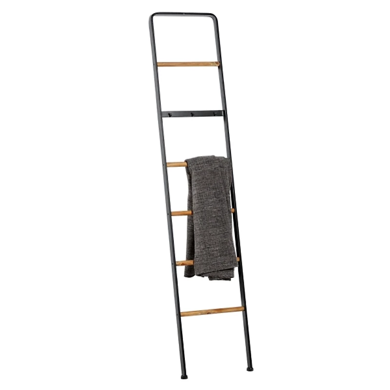 Metal and Fir Wood Leaning Ladder with Hooks