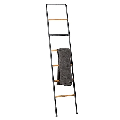 Metal and Fir Wood Leaning Ladder with Hooks