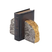 Gray and Gold Marble Geode Bookends, Set of 2